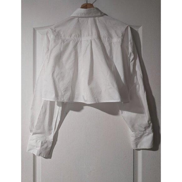 NEW! Zara | Gabardine Fabric Cropped Shirt In White - Picture 5 of 12